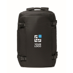 Mochila ideal para viajes con múltiples compartimientos color negro vista de impresión