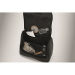 Neceser organizador de un compartimiento con gancho para colgar color negro vista fotografía quinta vista