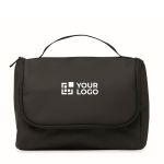 Neceser organizador de un compartimiento con gancho para colgar color negro vista de impresión