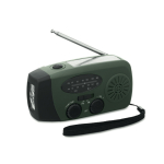 Radio portátil solar con linterna y batería externa de emergencia color verde oscuro