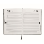 Libreta con agenda perpetuo de vista diaria con marca página a juego A5 color negro quinta vista