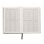 Libreta con agenda perpetuo de vista diaria con marca página a juego A5 color negro sexta vista