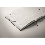 Libreta con agenda perpetuo de vista diaria con marca página a juego A5 color negro vista fotografía