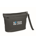 Bolsa de RPET para documentos con correa y resistente al agua color negro vista de impresión