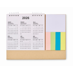 Calendario de sobremesa con notas adhesivas y bloc de notas color beige tercera vista