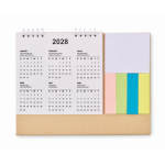 Calendario de sobremesa con notas adhesivas y bloc de notas color beige quinta vista
