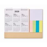 Calendario de sobremesa con notas adhesivas y bloc de notas color beige sexta vista