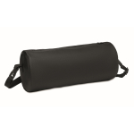 Bolsa de deporte en forma cilíndrica de RPET con tirantes desmontables color negro
