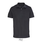 Polo de algodón peinado para hombre manga corta y 2 botones color negro