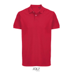 Polo de algodón peinado para hombre manga corta y 2 botones color rojo quinta vista