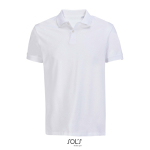 Polo de algodón peinado para hombre manga corta y 2 botones color blanco novena vista