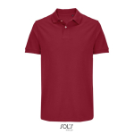Polo de algodón peinado para hombre manga corta y 2 botones color rojo oscuro