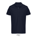 Polo de algodón peinado para hombre manga corta y 2 botones color azul marino