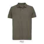 Polo de algodón peinado para hombre manga corta y 2 botones color verde militar
