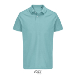 Polo de algodón peinado para hombre manga corta y 2 botones color azul claro