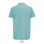Polo de algodón peinado para hombre manga corta y 2 botones color azul claro vista trasera