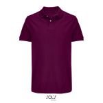 Polo de algodón peinado para hombre manga corta y 2 botones color granate segunda vista