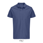 Polo de algodón peinado para hombre manga corta y 2 botones color azul vaquero
