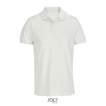 Polo de algodón peinado para hombre manga corta y 2 botones color blanco roto