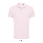 Polo de algodón peinado para hombre manga corta y 2 botones color rosa pastel