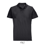 Polo unisex de 100% algodón peinado y cuello canalé con 2 botones color negro