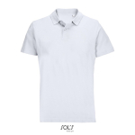 Polo unisex de 100% algodón peinado y cuello canalé con 2 botones color blanco novena vista
