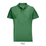 Polo unisex de 100% algodón peinado y cuello canalé con 2 botones color verde octava vista
