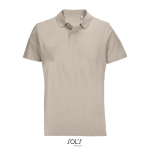 Polo unisex de 100% algodón peinado y cuello canalé con 2 botones color beige