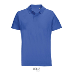 Polo unisex de 100% algodón peinado y cuello canalé con 2 botones color azul real tercera vista