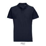 Polo unisex de 100% algodón peinado y cuello canalé con 2 botones color azul marino