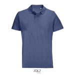Polo unisex de 100% algodón peinado y cuello canalé con 2 botones color azul vaquero