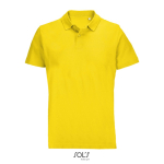 Polo unisex de 100% algodón peinado y cuello canalé con 2 botones color dorado