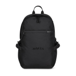Mochila para portátil RPET con bolsillos y asa acolchada 15” color negro vista con logo