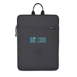 Funda portátil RPET con compartimento acolchado de cremallera 16” color negro vista de impresión