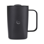Taza térmica de acero inoxidable reciclado para café o té 450ml color negro vista con logo