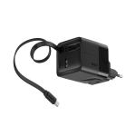 Cargador rápido GaN ecológico con cable retráctil de 80cm 65W color negro cuarta vista