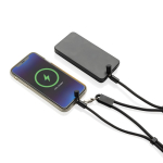Cable para móvil con USB-C en RPET con correa cuello y carga 60W color negro tercera vista