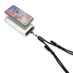 Cable para móvil con USB-C en RPET con correa cuello y carga 60W color negro cuarta vista