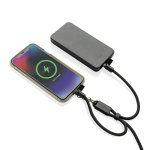 Correa de muñeca para móvil RPET con cable USB-C y carga rápida 60W color negro tercera vista