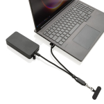 Correa de muñeca para móvil RPET con cable USB-C y carga rápida 60W color negro séptima vista