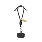 Correa ajustable de muñeca para móvil de RPET con gancho seguro color negro vista de impresión