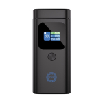 Powerbank de aluminio resistente y pantalla HQ a color 15.000 mAh color gris vista con logo