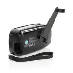Radio de emergencia multifunción ABS reciclado con manivela 1.800 mAh color negro tercera vista