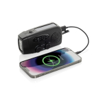 Radio de emergencia multifunción ABS reciclado con manivela 1.800 mAh color negro séptima vista