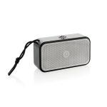 Altavoz BT 5.3 en aluminio reciclado con graves potentes 10W Swiss Peak color gris vista con logo