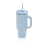 Vaso térmico de acero inoxidable reciclado con pajita y asa 480 ml color azul
