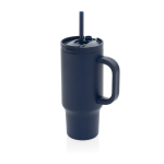 Vaso térmico de acero inoxidable reciclado con pajita y asa 480 ml color azul marino