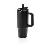 Vaso de acero reciclado con boquilla abatible y tapa de rosca 900 ml color negro