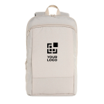 Mochila ultradelgada en RPET con diseño expandible 15.6” color beige vista de impresión