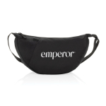Bolsa bandolera XL en RPET con bolsillo exterior y correa ajustable color negro vista con logo